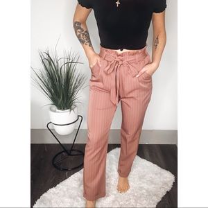Mauve Striped secretary pant
